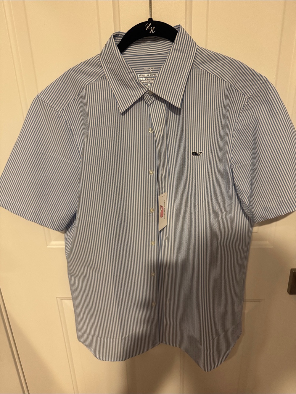 Vineyard Vines Blue & White Striped Short Sleeve Button-Down